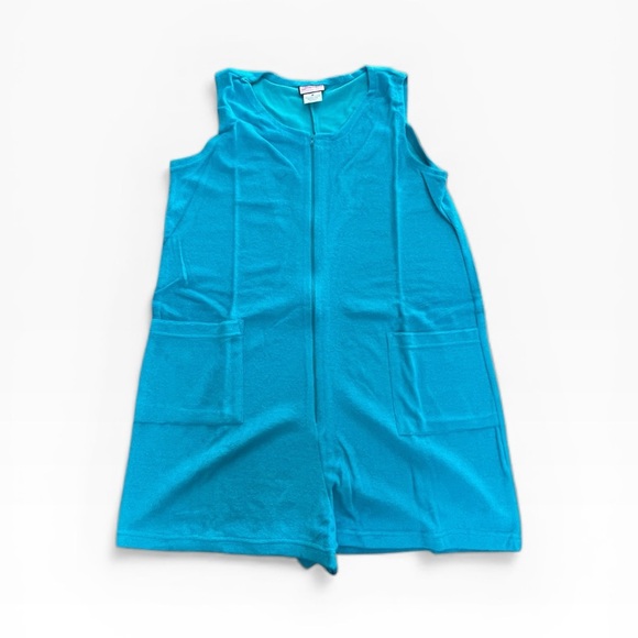 Granada Other - Vintage Granada Turquoise Terry Cloth Cover Up Sleeveless Zip Front Pockets Sz M